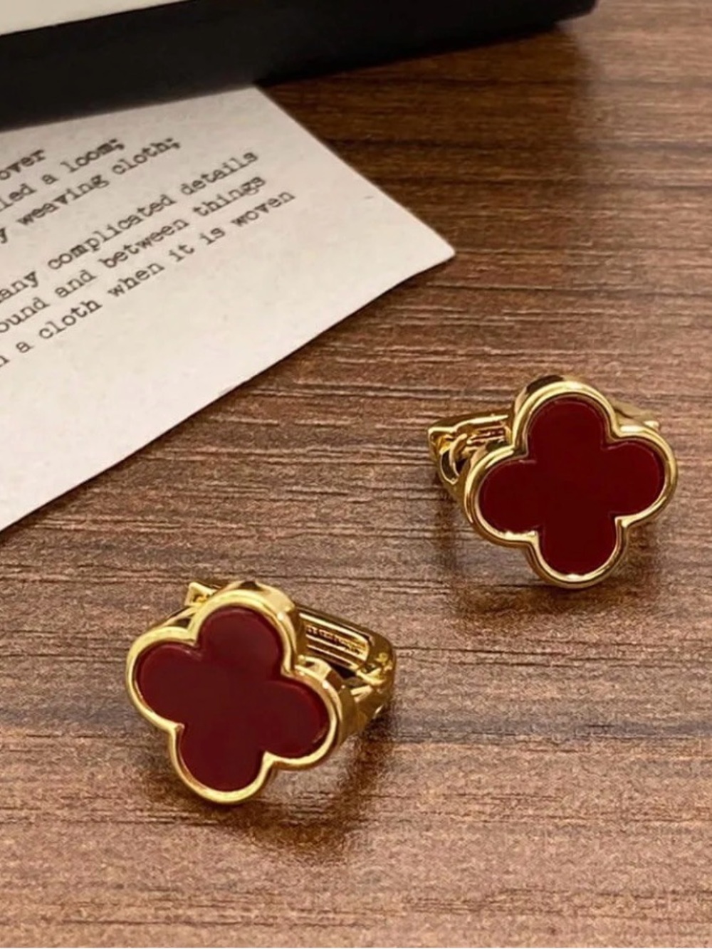 Red Clover Earrings Gold Plated